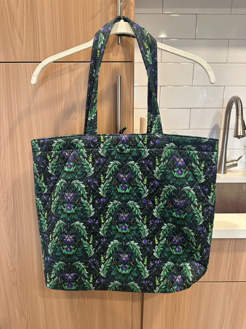 Vera Bradley Green and Purple Quilted Tote